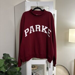 PARKE Heritage Varsity Mockneck in Maroon Red and White NEW